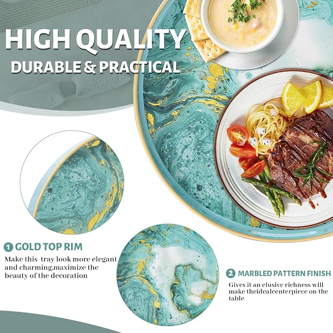 Plastic Serving Tray with Handles, Marbling Tray - Image 4