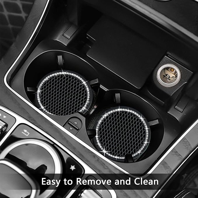 2PCS Bling Car Cup Coaster, 2.75 Inch Auto Cup Holder Insert Coasters Silicone - Image 6
