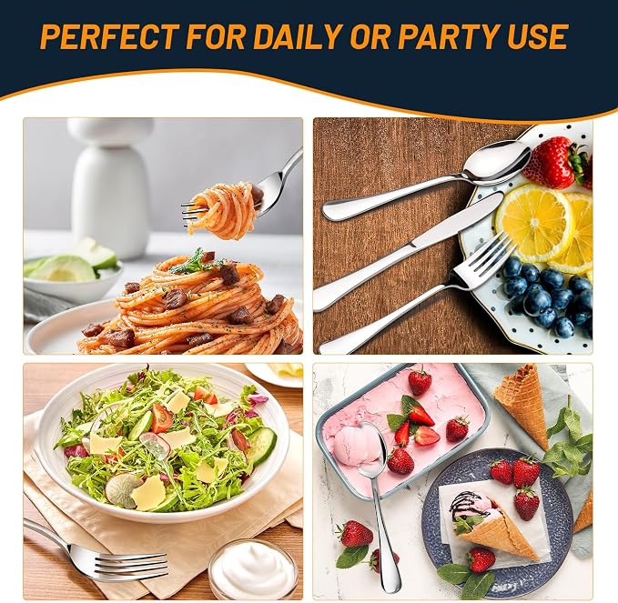 NICE KITCHEN Silverware Set, 40 Piece Stainless Steel Cutlery Sets - Image 3