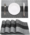 HeloHo Black Placemats Set of 4 Heat-Resistant Washable Place Mats Non-Slip by HeloHo