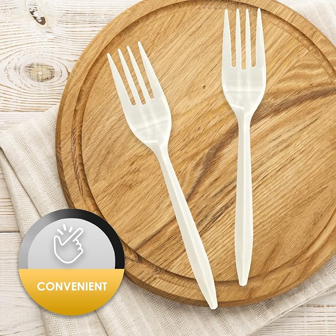 PAMI Medium Weight Disposable Plastic Forks, Bulk Pack - Image 4