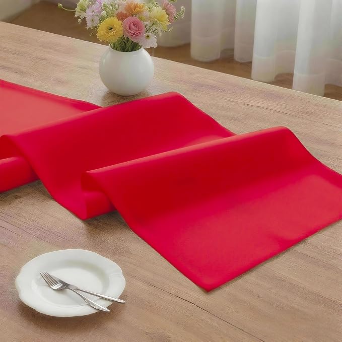 MEANMOY Red Table Runner 72 Inches Long Waterproof Washable Table Runners | - Image 3