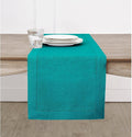 Solino Home 100% Pure Linen Dining Table Runner Teal Hemstitch, 14 x 120 in | by SolinoHome