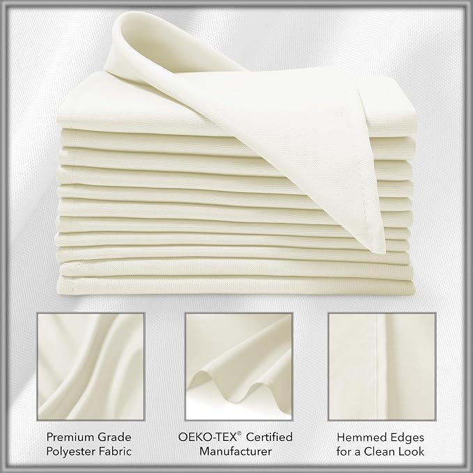 Lann's Linens Set of 12 Cloth Dinner Napkins, 17-inch Polyester Napkins - Image 3