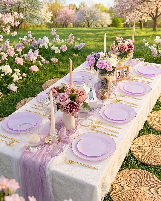 bUCLA 150PCS Purple Plastic Plates - Image 5