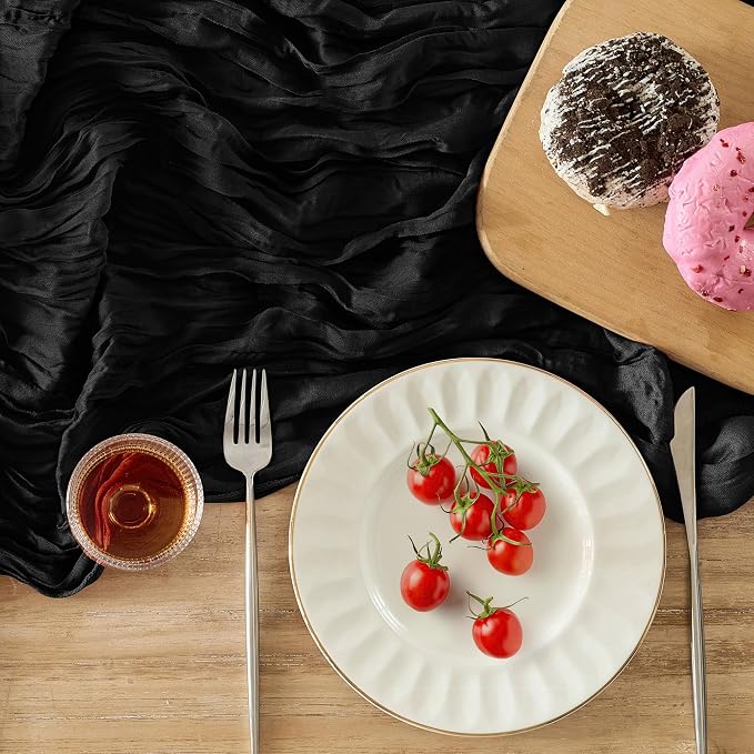6 Pack Black Cheesecloth Table Runner Boho Gauze Home Decor | 120 Inch Sheer - Image 4
