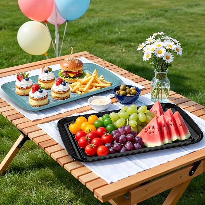 Grilling Prep & Serve Trays for Party Set of 2, Large BBQ Serving Platters | - Image 7