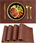 Faux Leather Placemats for Dining Table Set of 4, Edge-Sealed PU Leather Table by Vinjiasin