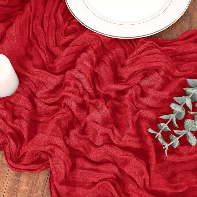 Pesonlook Cheesecloth Table Runner Red, 20 Pack 17.7x108 inch, Long | Rustic - Image 9