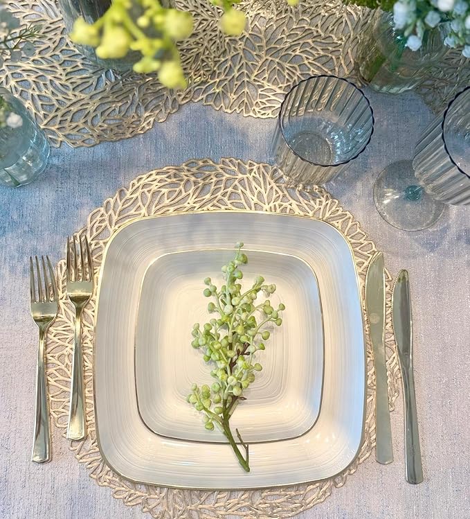" OCCASIONS " 200pcs set-Wedding Party Disposable Plastic Plate Set -25 x 10'' - Image 9