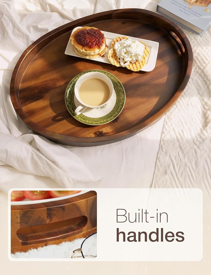 TIDITA Acacia Oval Wooden Serving Tray - Image 3
