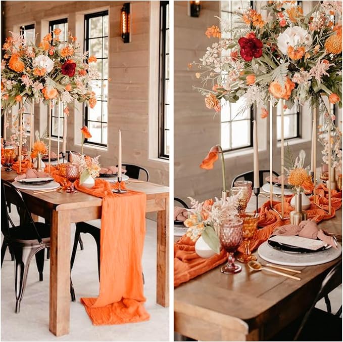 12 Pack Orange Cheesecloth Table Runner 10FT Boho Cheese Cloth Gauze Fabric - Image 7