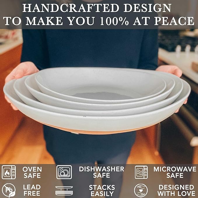 MORA Ceramic Large Serving Bowls- Set of 2 Oval Platters - Image 3