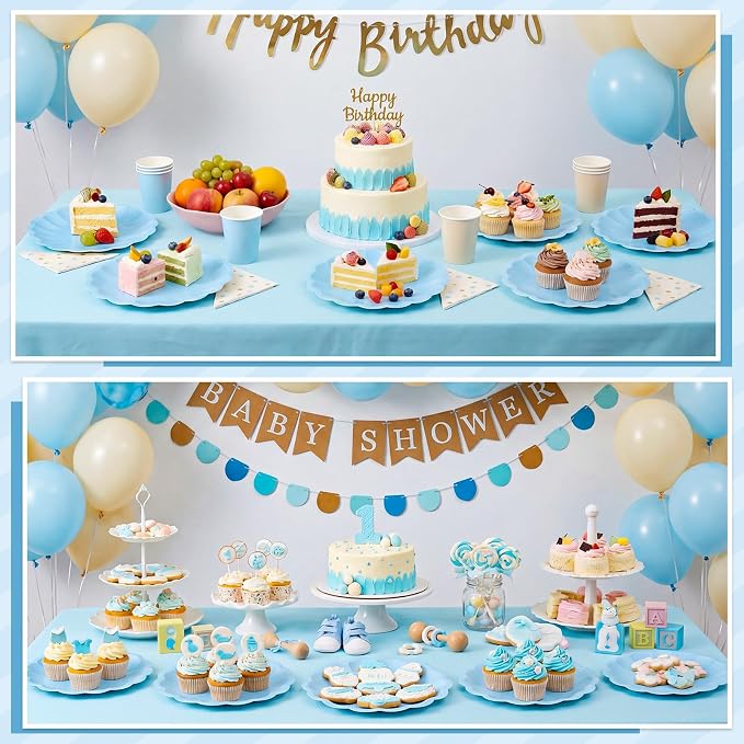 NatNarr 30 Pcs Light Blue Paper Plates 7.5 Inch Blue Plates - Image 6