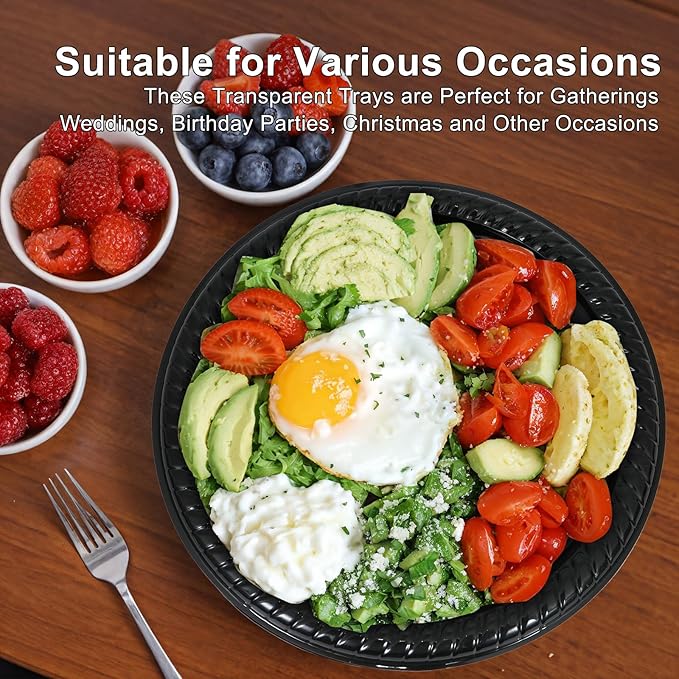 12 Pack Catering Trays with Lids, Round 12 Inch Veggie Tray with Lid, - Image 5