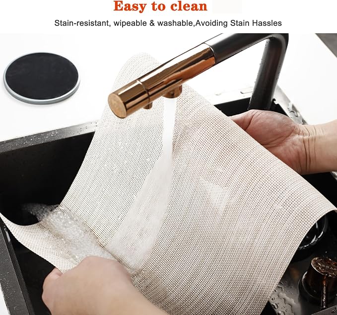 Placemats Set of 6, Vinyl PVC Heat Resistant Washable Placemats Set, Non Slip - Image 5