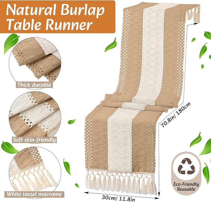 6 Sets Boho Decoration Placemats Round Woven Placemats, Cloth Napkins, Wood - Image 3