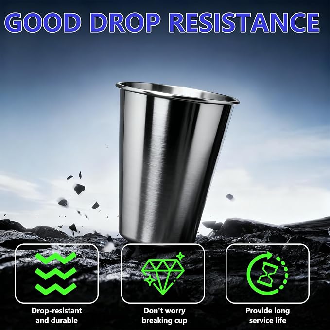 20oz 100PCS Stainless Steel Pint Cups, Reusable metal Cups, Drinking | Pint - Image 5