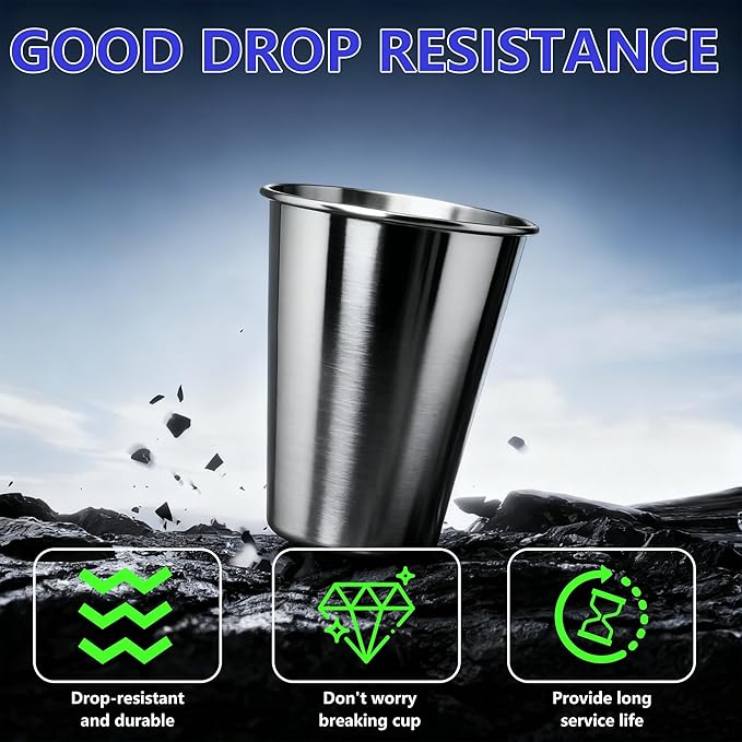20oz 20PCS Stainless Steel Pint Cups, Reusable metal Cups, Drinking | Pint - Image 5