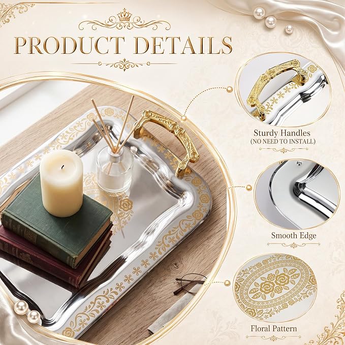 3 Pack Metal Serving Trays - Image 7