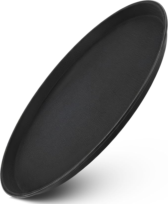 Winco 14" Black Premium Round Fiberglass Glass Tray | Restaurant service - Image 2