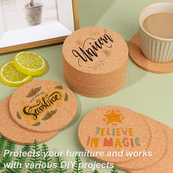 200 PCS Cork Coaster Bulk for Drink Absorbent 4 Inches Tea or Coffee Coaster - Image 6