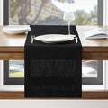 Linen Textured Border Table Runner, 14 x 60 Inch Black | Mitered Corner Design by ZEEMARTONLINE