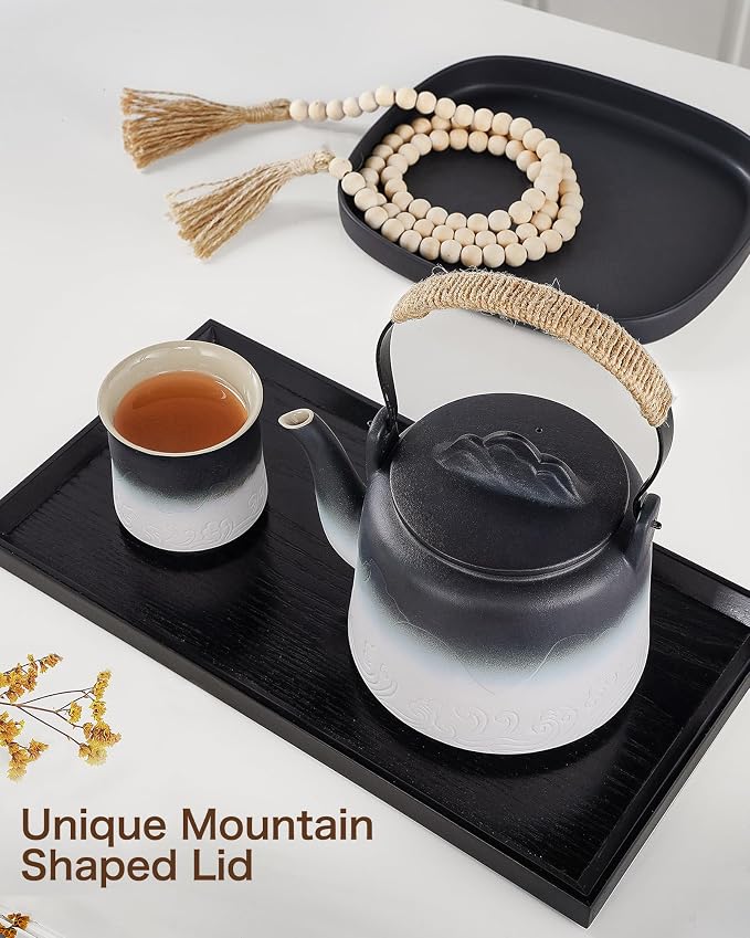 ZENS Japanese Tea Set with 4 Cups, 33.8oz Ceramic Infuser Pot - Image 9