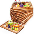 Roshtia 12 Pcs Acacia Wood Serving Tray Rectangular Wooden Serving Platter by Roshtia
