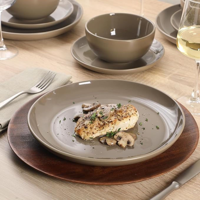 Gibson Home Rockaway 12 Piece Plates and Bowls Matte Outside/Shiny Inside Glaze - Image 2