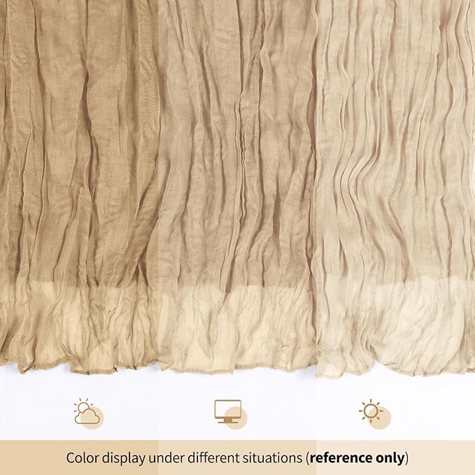 6 Pack Beige Cheesecloth Table Runner 17x108 Inch Semi Sheer Boho Gauze Cheese - Image 8
