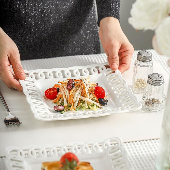 Ceramic Square Dinner Plates, 11 inch Square Serving Plate Set of 4 - Image 2