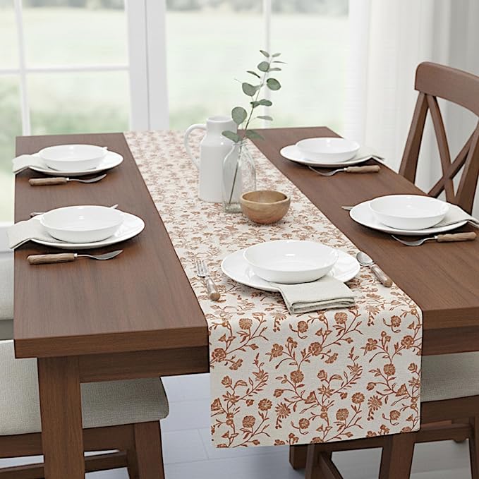 Floral Table Runner 72 Inches Long Vintage Flowers Botanical Design Vintage - Image 5