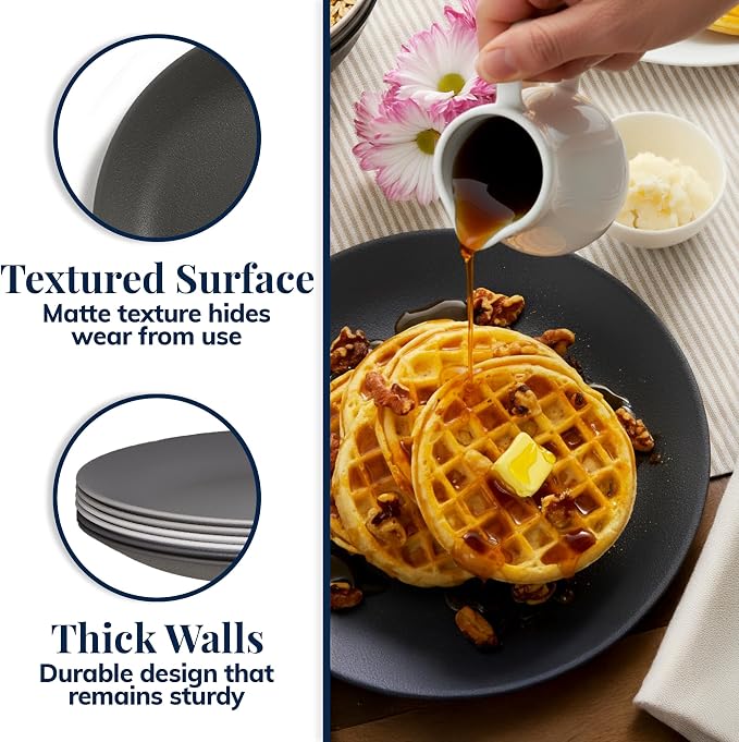 US Acrylic Everest Ultra-Durable Plastic 10 inch Dinner Plates in Grey Stone | - Image 4