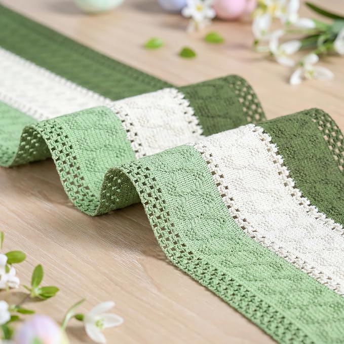 Artoid Mode Sage Beige Green Farmhouse Rustic Table Runner 12x120 Inch | - Image 6
