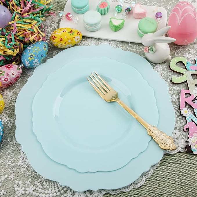 60pcs Mint Green Plastic Plates - Image 6
