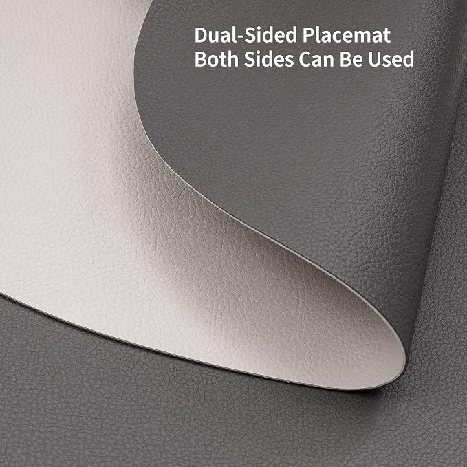 Myir JUN 15 Inches Round Placemats Set of 4 Faux Leather Place Mats | - Image 3
