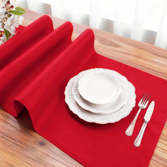 FOLINS&HOME Red Waterproof Decorative Table Runner 90 Inches Long | 210GSM - Image 3