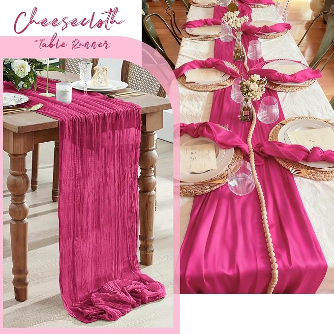 6 Pack Hot Pink Cheesecloth Table Runner, 17 x 108 Inch, Gauze Cheese Cloth - Image 7