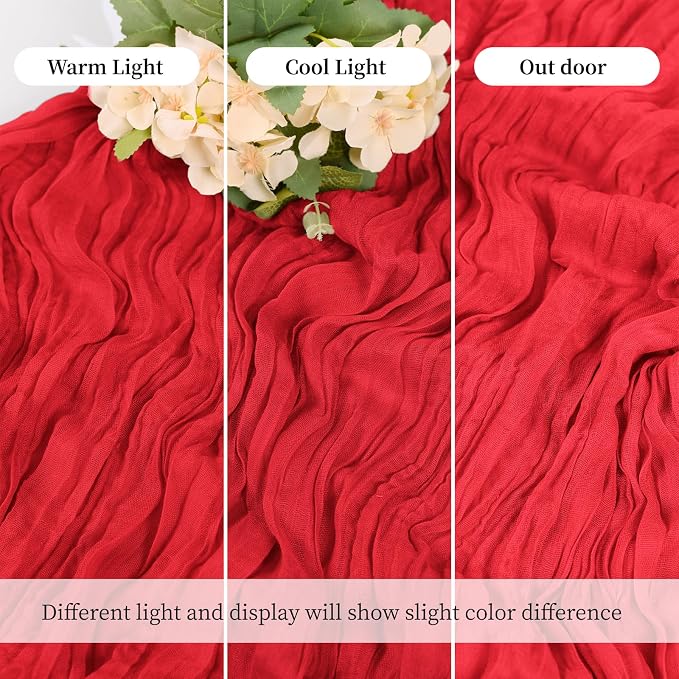 3 Pack Red Cheesecloth Table Runner, 17 x 108 Inch, Gauze Cheese Cloth Table - Image 6