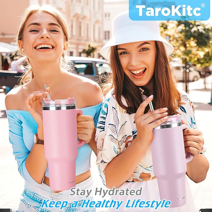 TaroKitc 40 oz Tumbler with Handle | Stainless Steel Insulated Iced Coffee Cup - Image 5