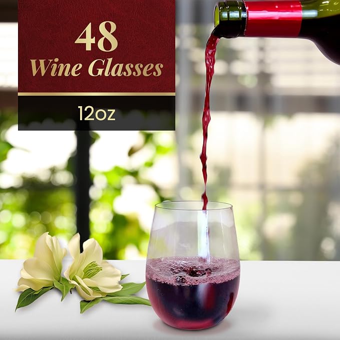 Reli. Disposable Wine Glasses | Clear | Stemless, Shatterproof | Plastic - Image 2