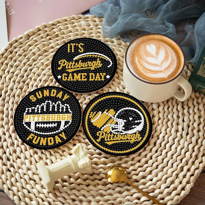 Bartogro 8 Pcs Diamond Painting Coaster Kits, DIY Football Diamond Art Coasters - Image 3