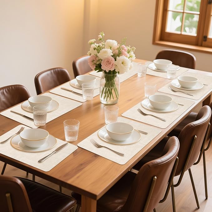 Maxpearl Faux Leather Placemats Set of 8, Suitable - Image 2