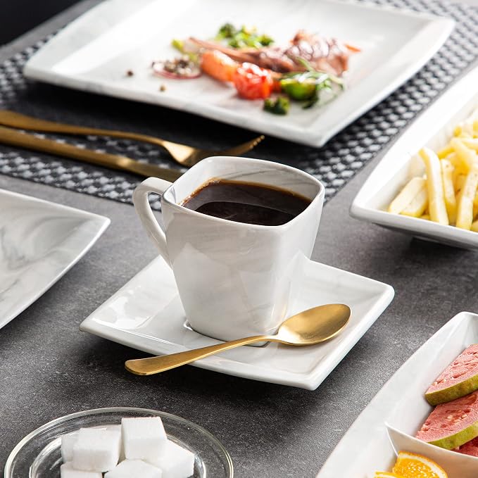 MALACASA Dinnerware Sets, 32 Pieces Porcelain Plates and Bowls Sets - Image 7