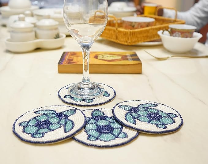 Set of 4 Beaded Farmhouse Coasters - Image 4