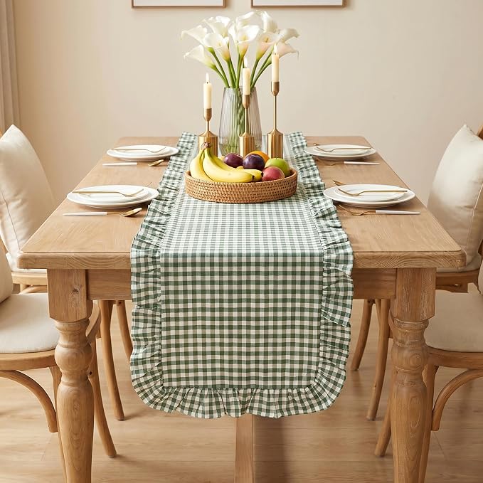 Eternal Beauty 14x120 Gingham Ruffle Table Runner - Image 9