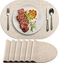 Placemats for Dining Table Set of 6 Non-Slip, Heat Resistant Oval Leather by Delicateandelegantplacemats