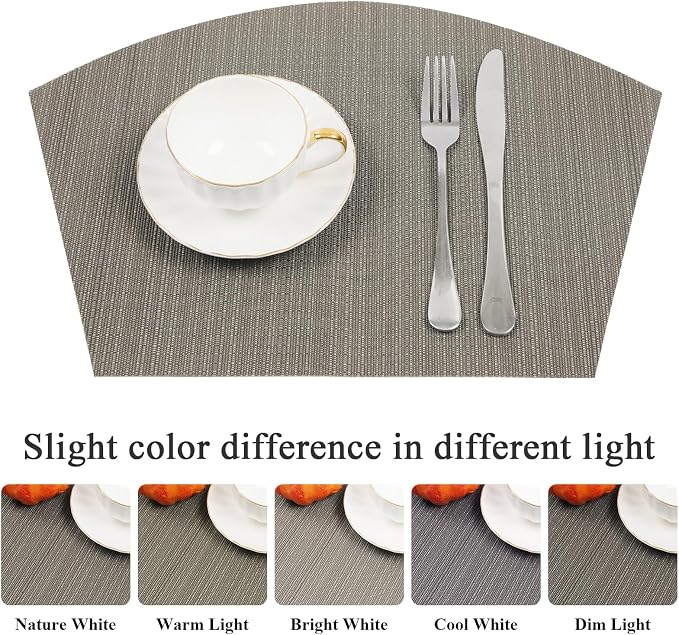 SHACOS Wedge Shaped Placemats Set of 4 Woven Vinyl Dining Table Place Mats - Image 4