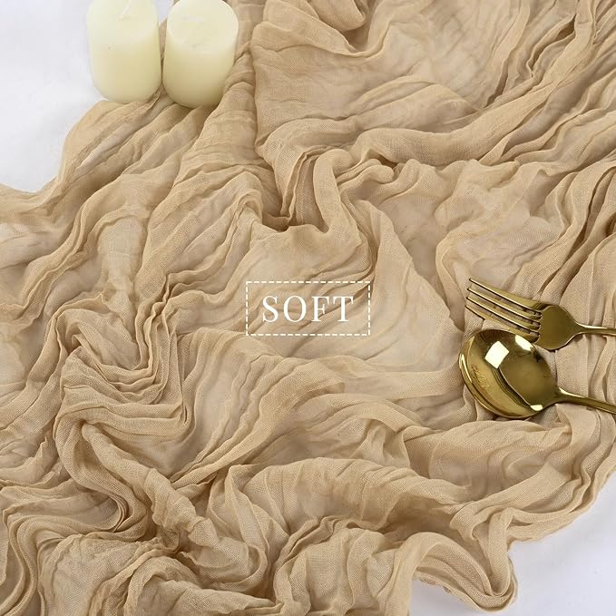 Sand 35 x 120 Inches Long Cheesecloth Table Runner Gauze Fabric 10Ft Boho Table - Image 4